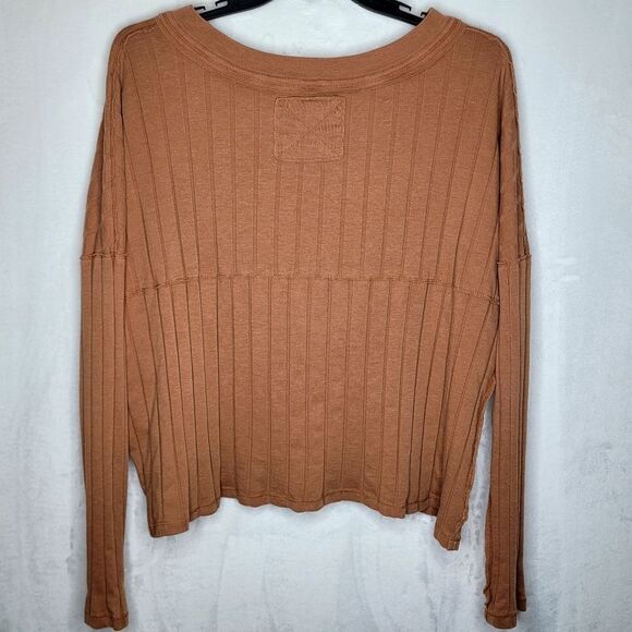 Free People In The Mix Henley Ribbed Long Sleeve Shirt Size Large - Picture 10 of 10